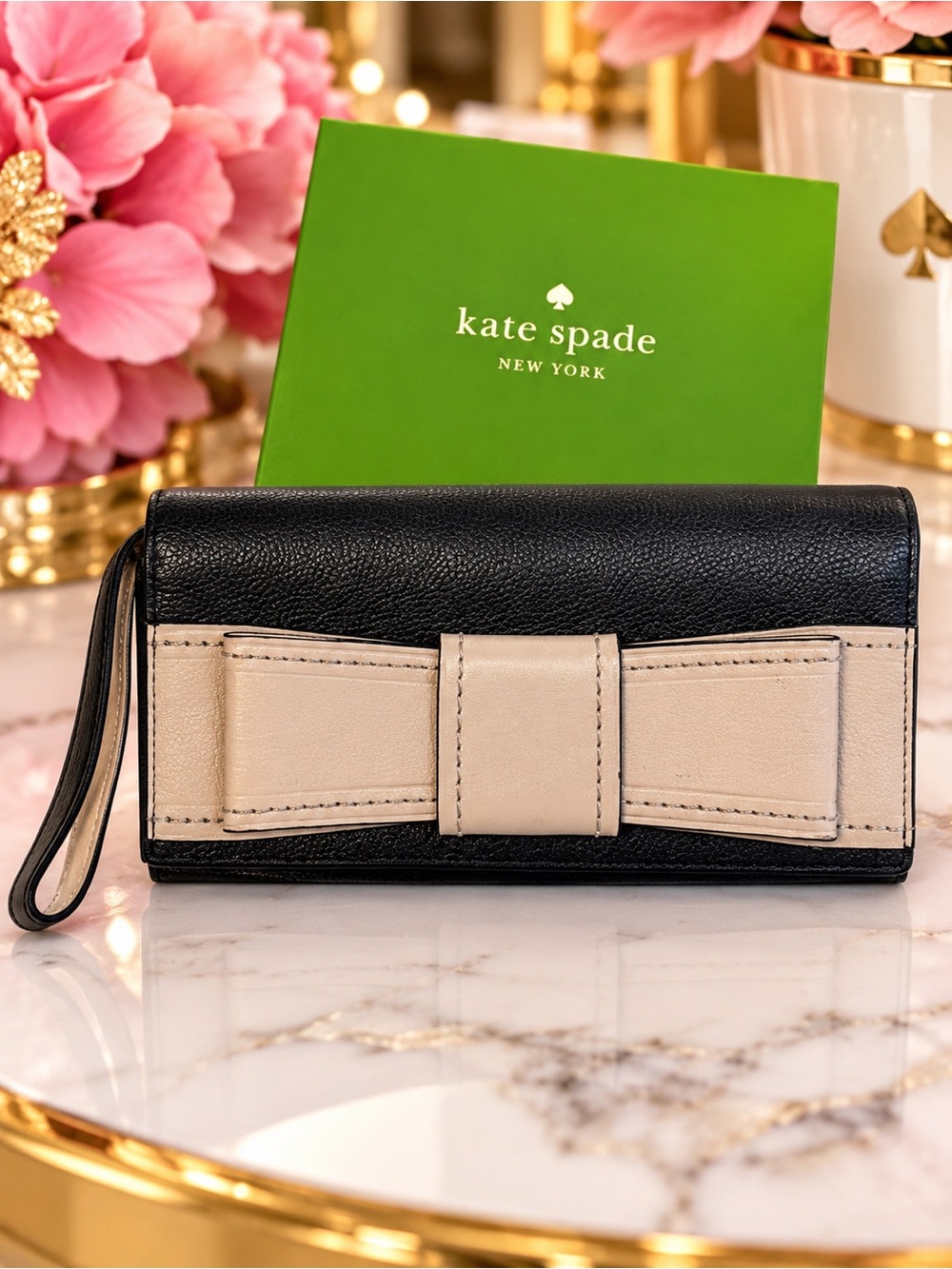 NWT Kate Spade Villabella Avenue Mara Bow Wallet Wristlet Black Doe
